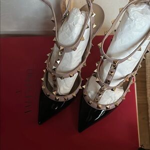 Studded Black and Cream Women's Heels